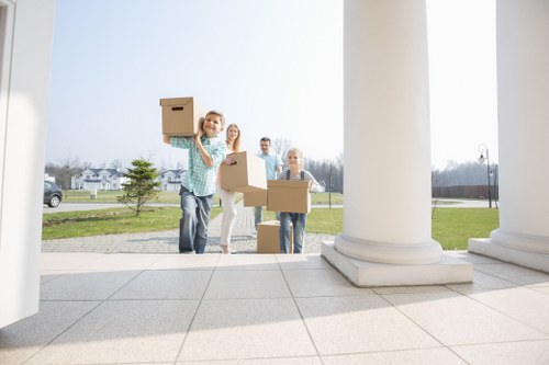 Office removals planning in The Burroughs with boxes and desks